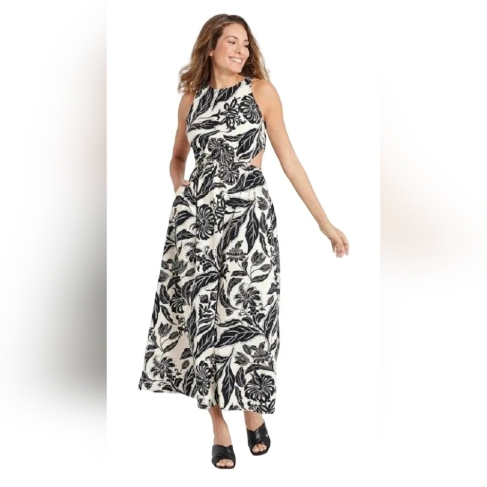 Who What Wear Batik Floral Birch Cutout Dress, Large